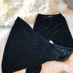 Velvet Bellbottoms Flare Navy Blue Brandy Melville